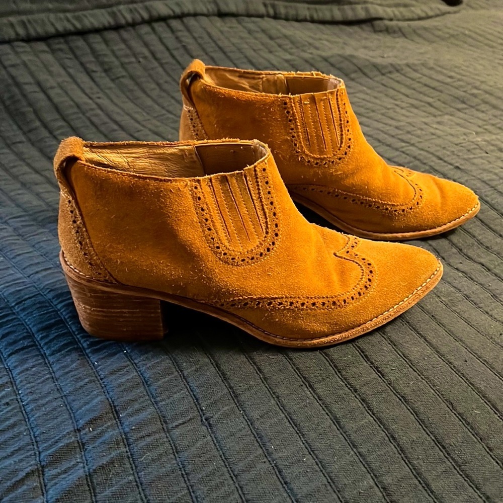 Madewell Suede Chestnut Chelsea Ankle Boots Booties - 10 - Picture 2 of 7
